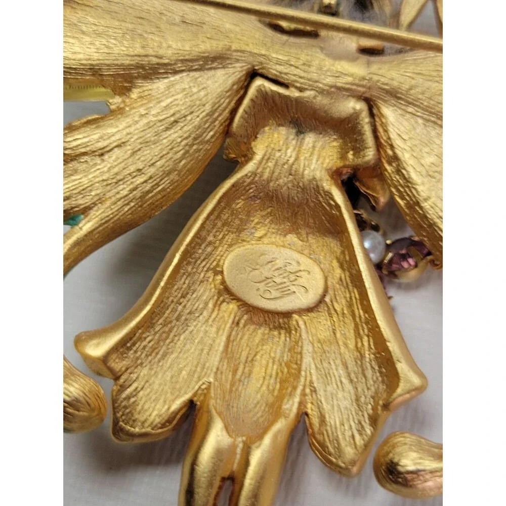 Vtg Kirk's Folly Enamel Primrose Flower Magic Garden Fairy Brooch‎ Pin Pendant